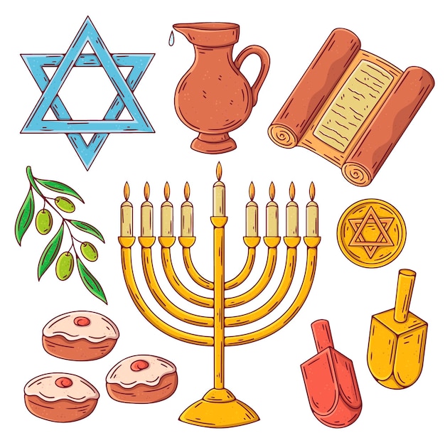 Vecteur concept de hanukkah dessiné à la main