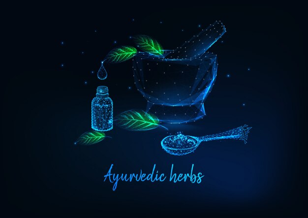 Concept D'herbes Ayurvédiques Avec Mortier