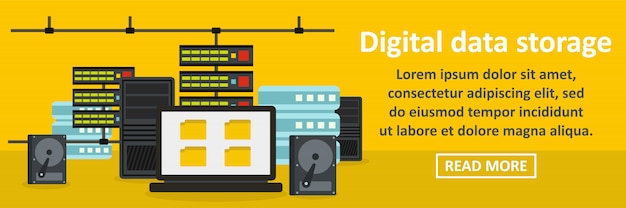 Vecteur concept horizontal de bannière de stockage de données numériques