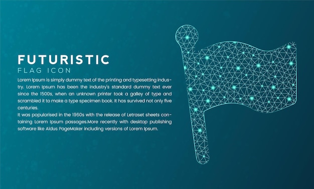 Concept D'icône De Drapeau Futuriste Bleu Avec Nœud De Polygone Points Connectés Et Effet Néon