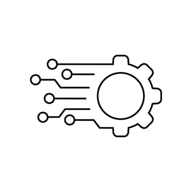Le concept d'icône de l'engrenage technologique numérique, le signe et le symbole du réseau