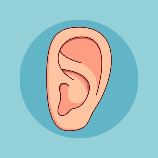 Vecteur concept d'icône d'illustration de dessin animé de l'oreille humaine isolé vecteur