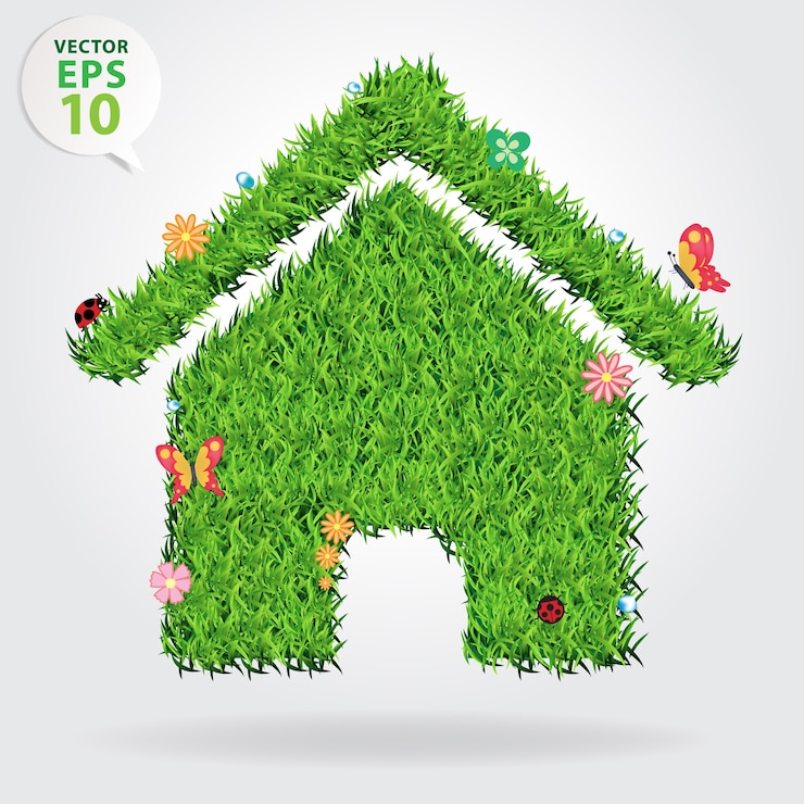 Vecteur concept d&#39;icône vecteur herbe créative eco maison icône