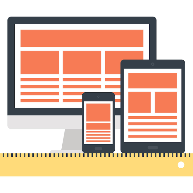 Le concept d'icône web plate de conception Web adaptative