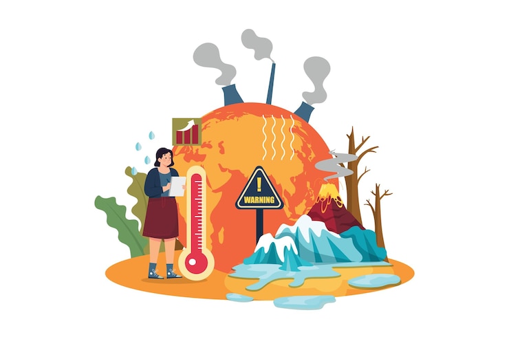 Vecteur concept d'illustration de changement climatique sur fond blanc