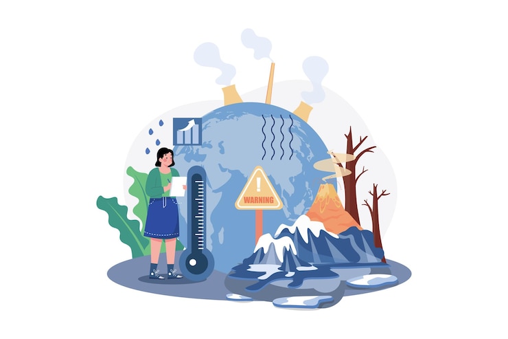 Vecteur concept d'illustration de changement climatique sur fond blanc