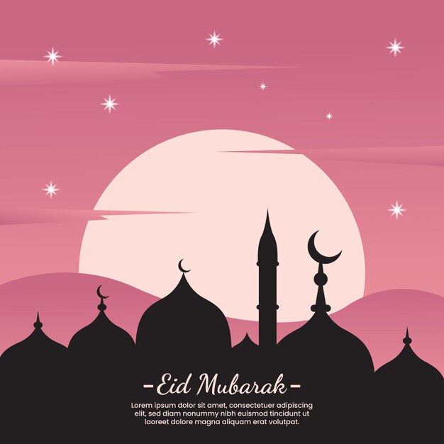 Vecteur concept d'illustration de conception islamique pour happy eid mubarak ou ramadan salutation avec caractère de personnes