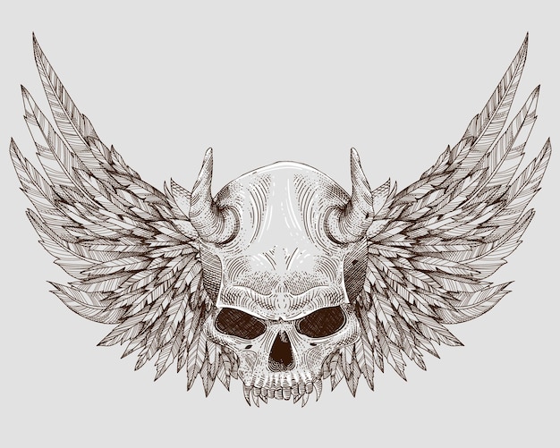 concept d'illustration de crâne et d'ailes