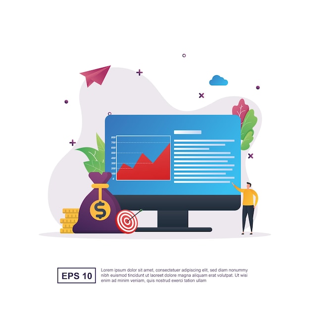 Concept D'illustration De La Croissance De L'entreprise Avec Diagramme Ascendant.