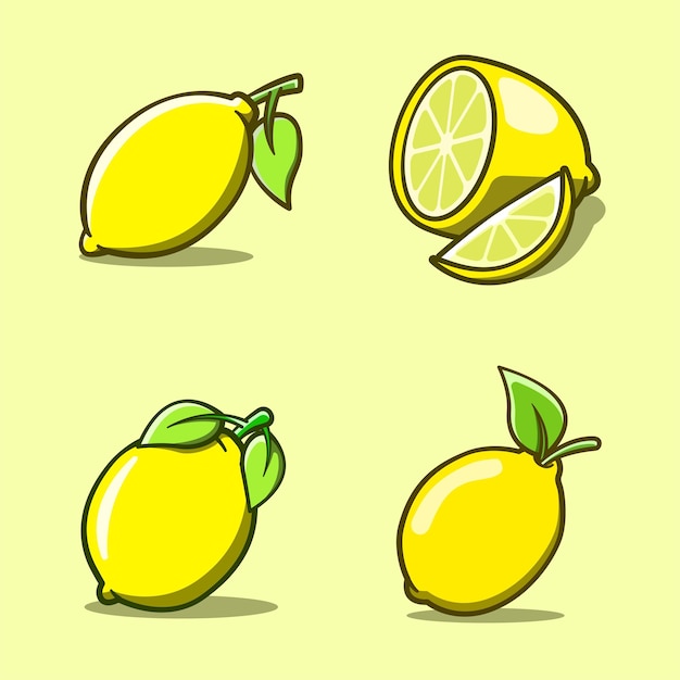 concept d'illustration de dessin animé de fruits citron mignon sur fond isolé