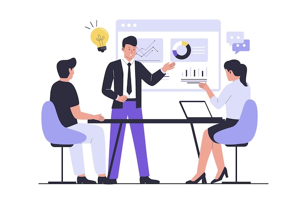 Le concept d'illustration du pitch d'affaires
