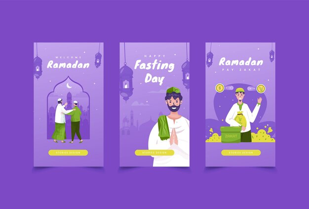 Concept D'illustration Du Ramadan Sur Le Modèle D'histoires De Médias Sociaux