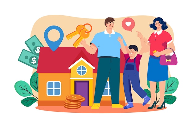 Concept d'illustration de l'immobilier sur fond blanc
