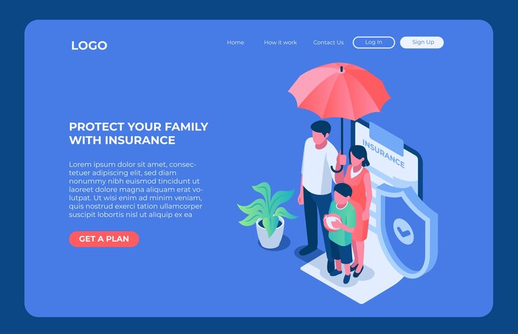 Concept d'illustration isométrique d'assurance de finances familiales