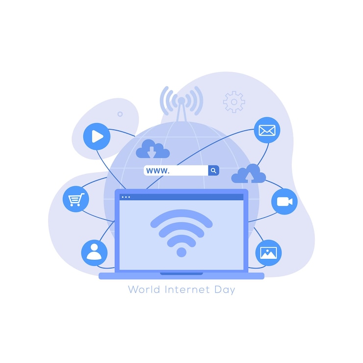 Vecteur concept d'illustration de la journée internationale de l'internet