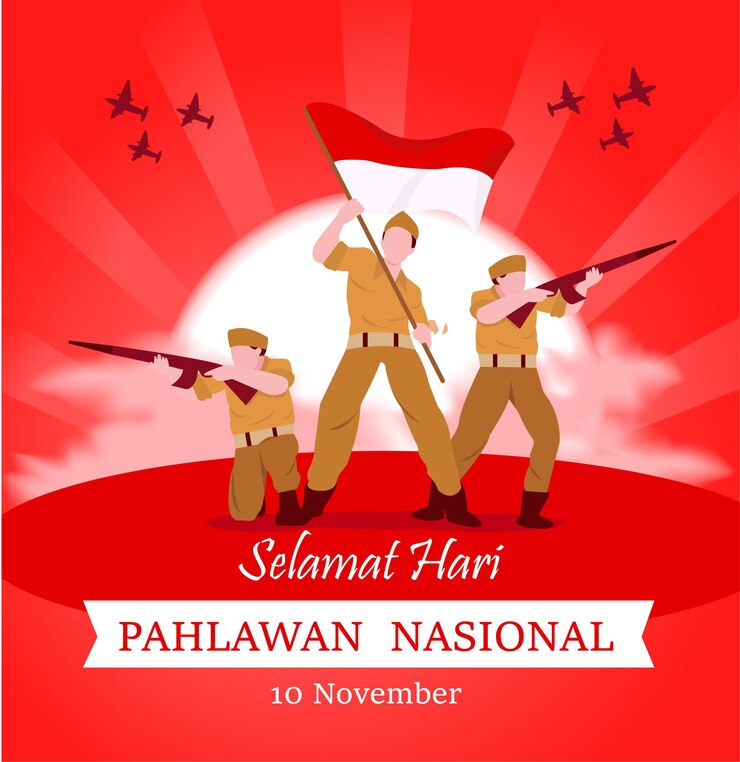 Concept d'illustration plat national Hari Pahlawan
