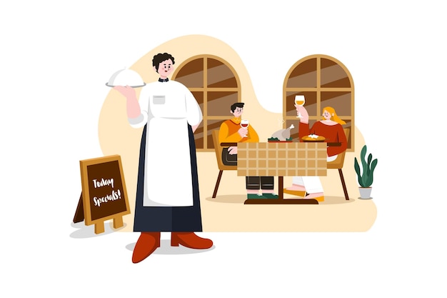 Concept D'illustration Plate De Service De Restaurant Sur Fond Blanc