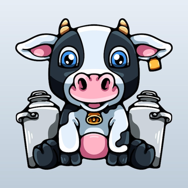 Vecteur concept d'illustration de vache laitière de dessin animé