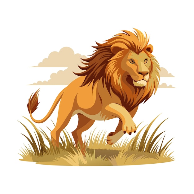 Concept d'illustration vectorielle réaliste du lion