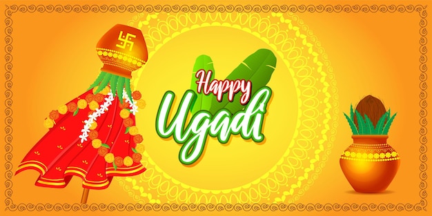 Concept D'illustration Vectorielle De Salutation Happy Ugadi