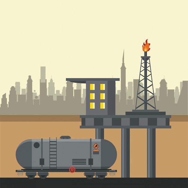 Vecteur concept de l'industrie pétrolière