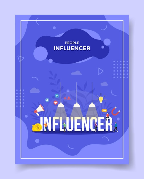 Concept D'influenceur Personnes Autour De Mot Influenceur Pour Modèle De Flyer