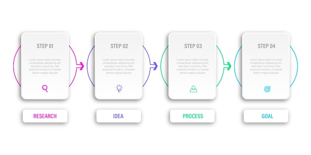 Vecteur concept d'infographie 4 étapes avec icône
