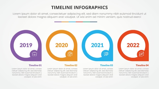 Concept D'infographie D'étape Temporelle Avec Cercle Créatif Bord Tranchant Pour Présentation De Diapositives Avec Liste De 4 Points