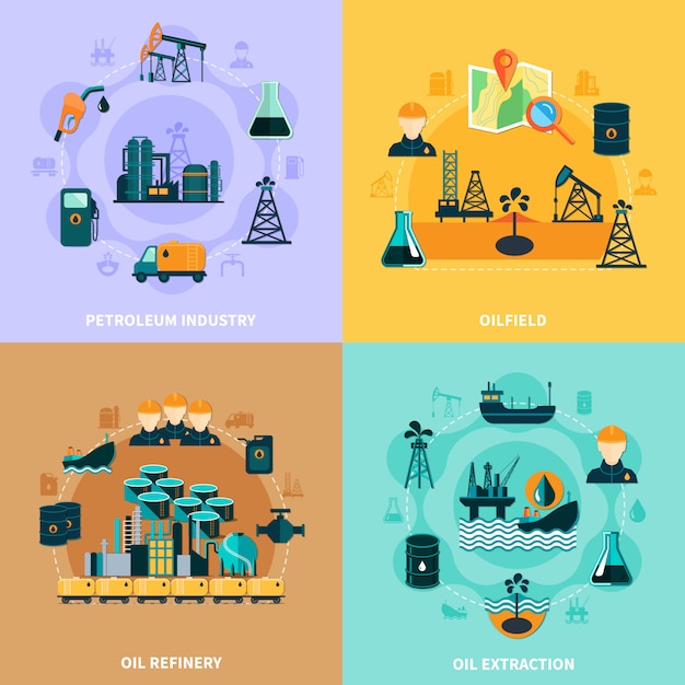 Concept D'infographie D'infrastructures Pétrolières