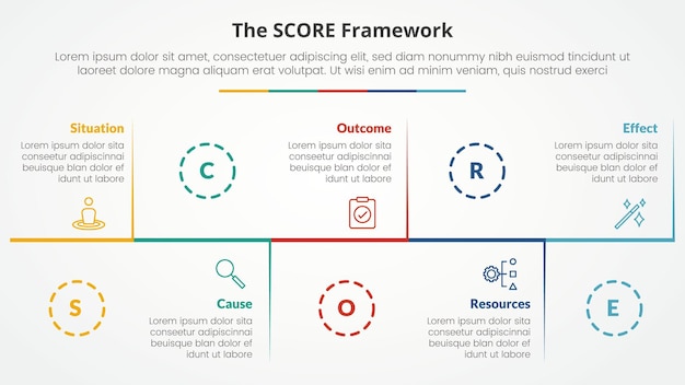 concept d'infographie de modèle de score pour la présentation de diapositives avec ligne de temps horizontale vers le haut et vers le bas avec liste en 5 points avec style plat