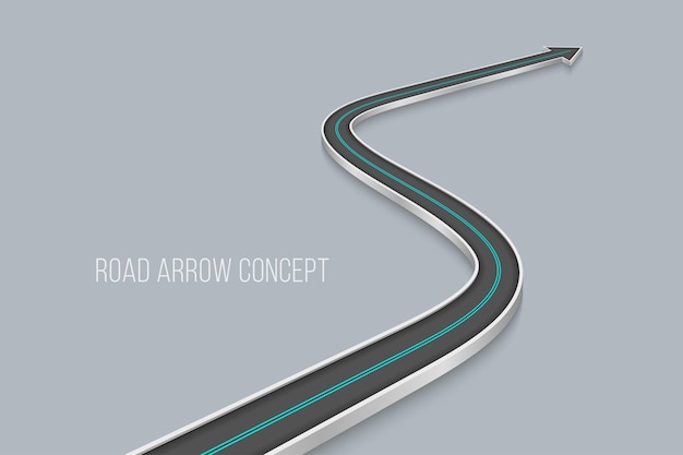 Concept d'infographie routière 3D sinueuse sur un fond blanc modèle de ligne de temps