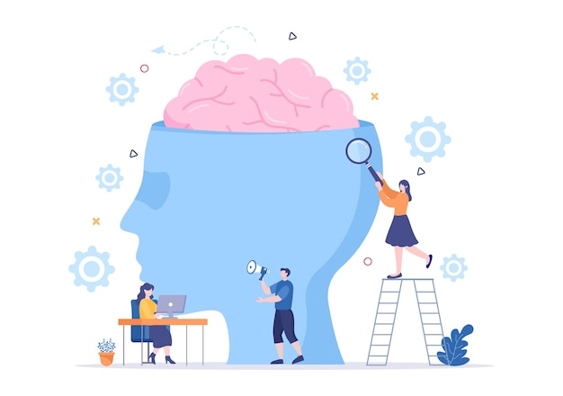 Concept d'ingénierie et de technologie du cerveau numérique d'intelligence artificielle avec des données ou des systèmes de programmeur pouvant être configurés dans un contexte scientifique. Illustration vectorielle