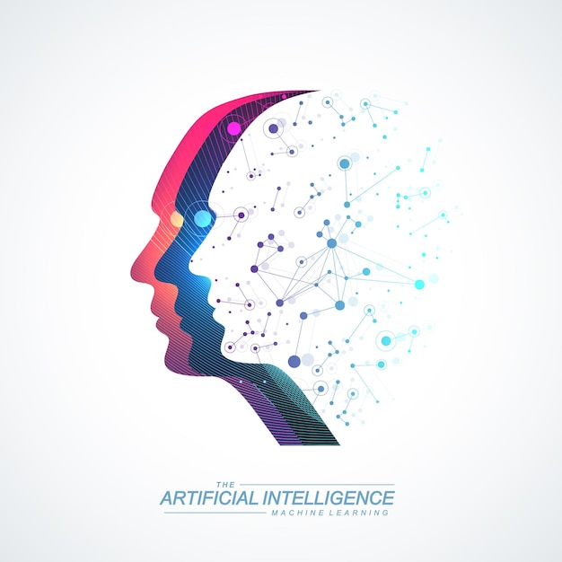 Concept d'intelligence artificielle, apprentissage automatique, réseaux de neurones cérébraux numériques et processus d'apprentissage
