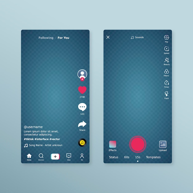 Vecteur concept d'interface tiktok