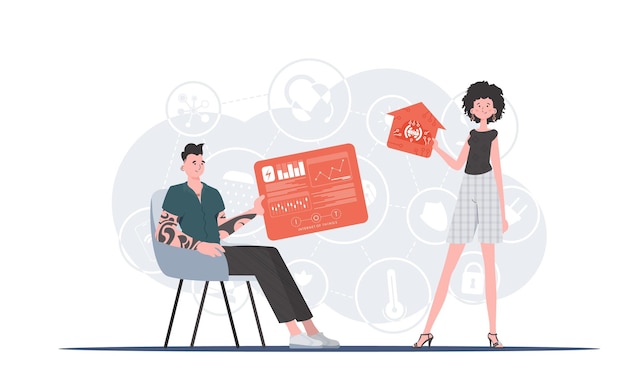 Concept de l'Internet des objets Équipe de l'Internet des objets Bon pour les présentations et les sites Web Illustration vectorielle dans un style plat branché