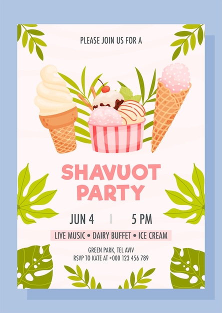 Concept D'invitation à La Fête De Shavuot Jour De Shavuot Heureux Illustration Vectorielle