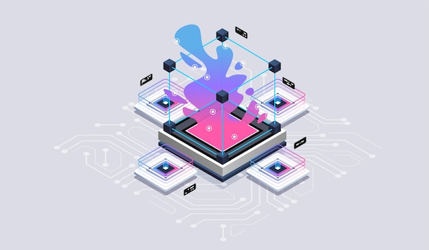 Concept Isométrique De Design Plat Moderne D'analyse De Données