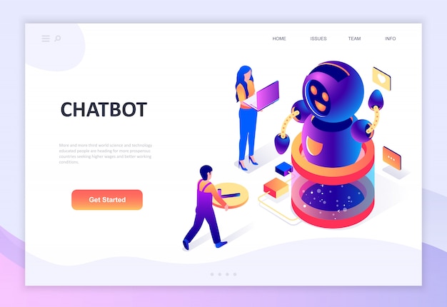 Concept isométrique de design plat moderne de Chat Bot