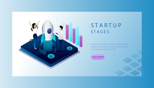 Concept Isométrique Des étapes De Démarrage