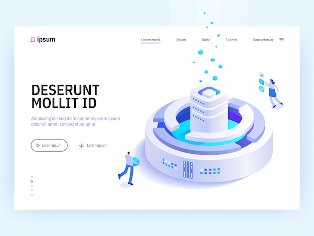 Vecteur concept isométrique d'extraction de crypto-monnaie