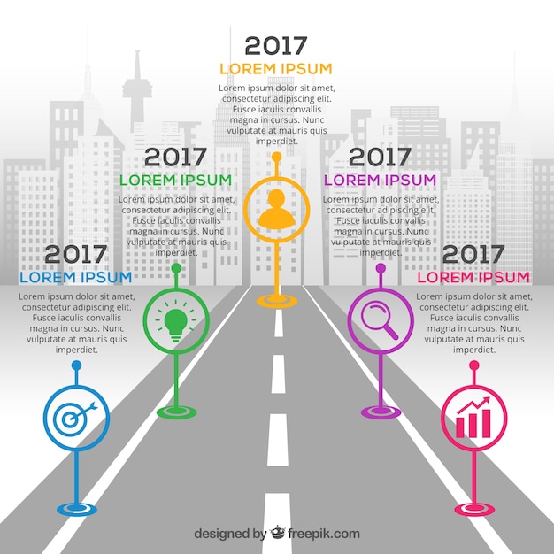 Concept De Jalons D'entreprise Infographique Avec Route