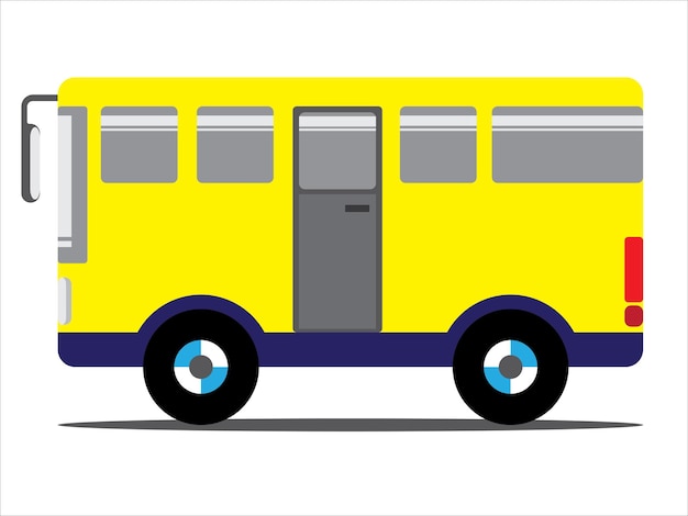 Vecteur concept de jouets bus jaune miniature en fond blanc