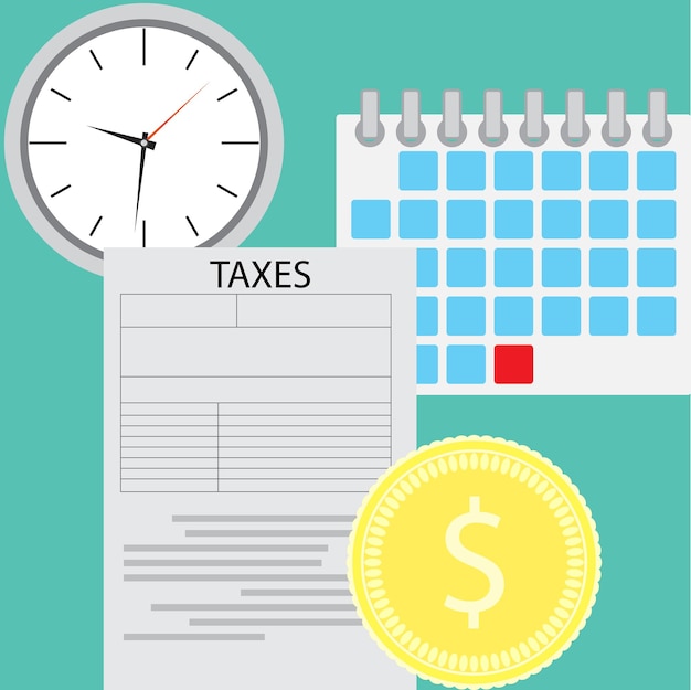 Vecteur concept de jour d'impôt page d'impôt et formulaire d'impôt de date limite pour le gouvernement illustration de conception plate de vecteur