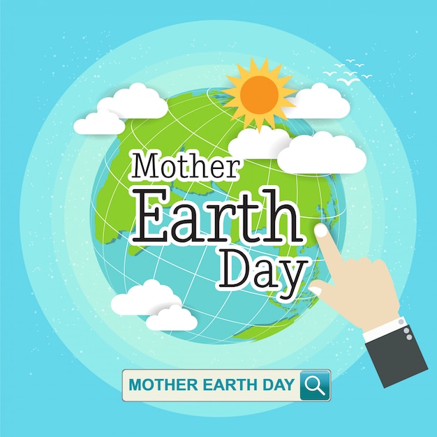 Concept de jour de la terre mère avec globe et vert.