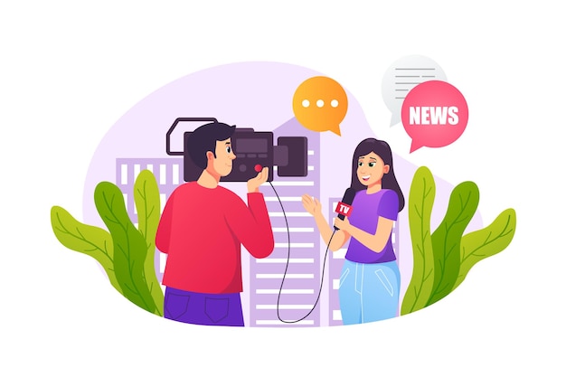 Concept de journalisme dans un style plat avec scène de personnes