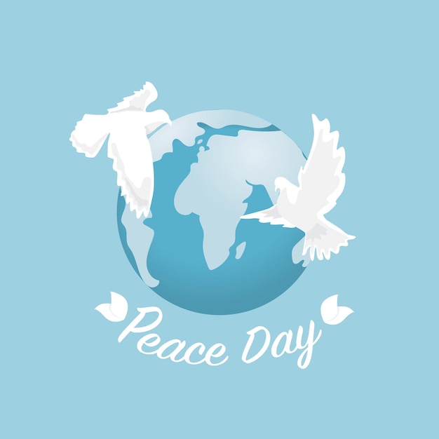 Concept de la Journée internationale de la paix, il y a des icônes de signe mondial pacifique illustration vectorielle