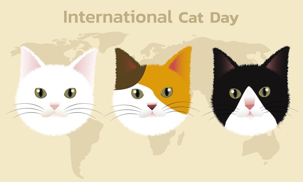 Concept de la Journée mondiale du chat. Notion de vacances. Modèle de fond, bannière Web, carte, affiche.