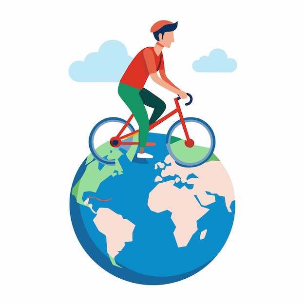 Le concept de la Journée mondiale du vélo Cycliste sur un globe Art vectoriel