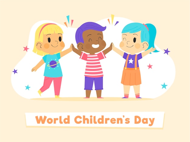 Concept de la journée mondiale de l'enfance dessiné à la main
