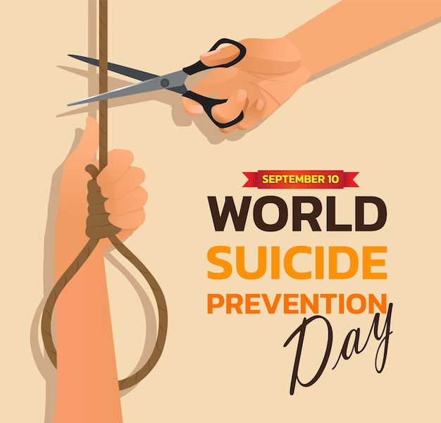 Concept de la Journée mondiale de la prévention du suicide avec ruban de sensibilisation Conception pour carte de voeux affiche